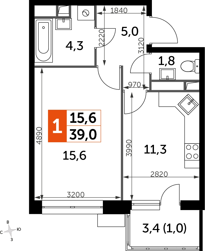 1-комнатная квартира с отделкой в ЖК Датский квартал на 16 этаже в 11 секции. Сдача в 4 кв. 2023 г.