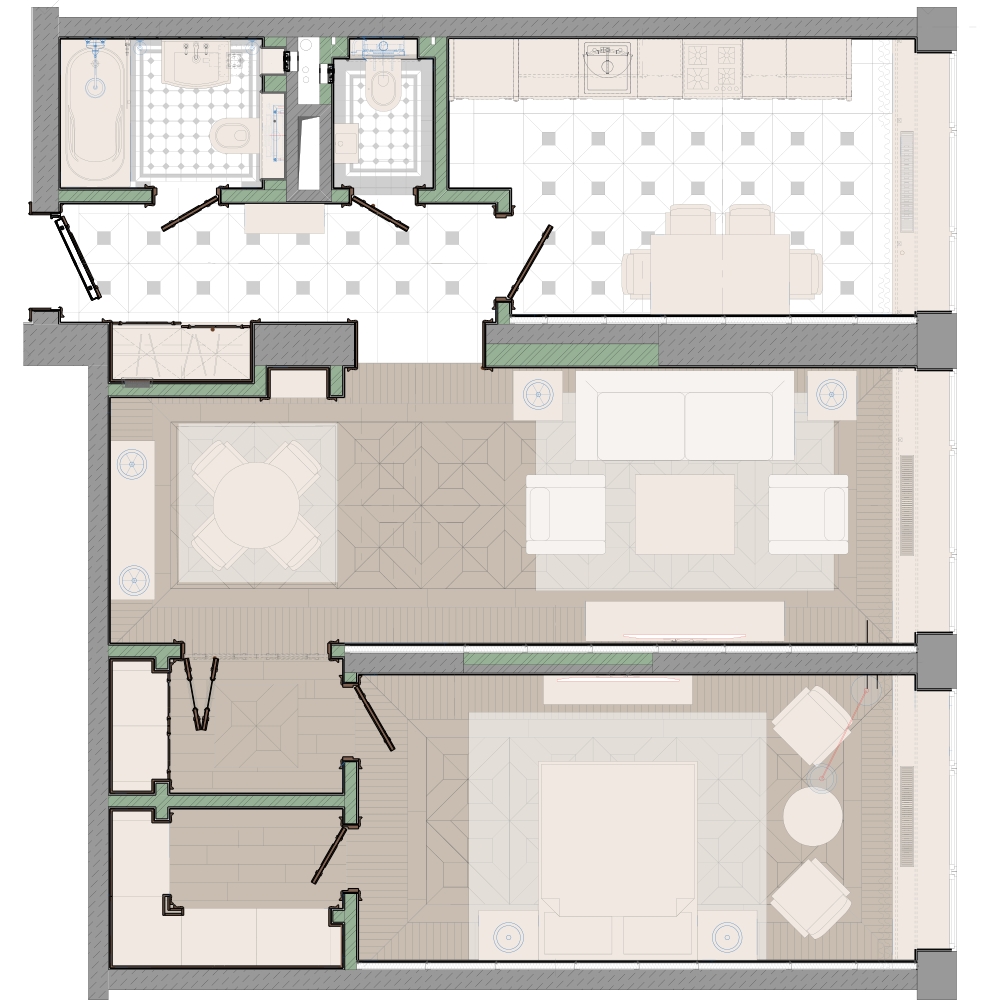 2-комнатная квартира в ЖК Жилой микрорайон Одинбург на 7 этаже в 1 секции. Сдача в 2 кв. 2025 г.
