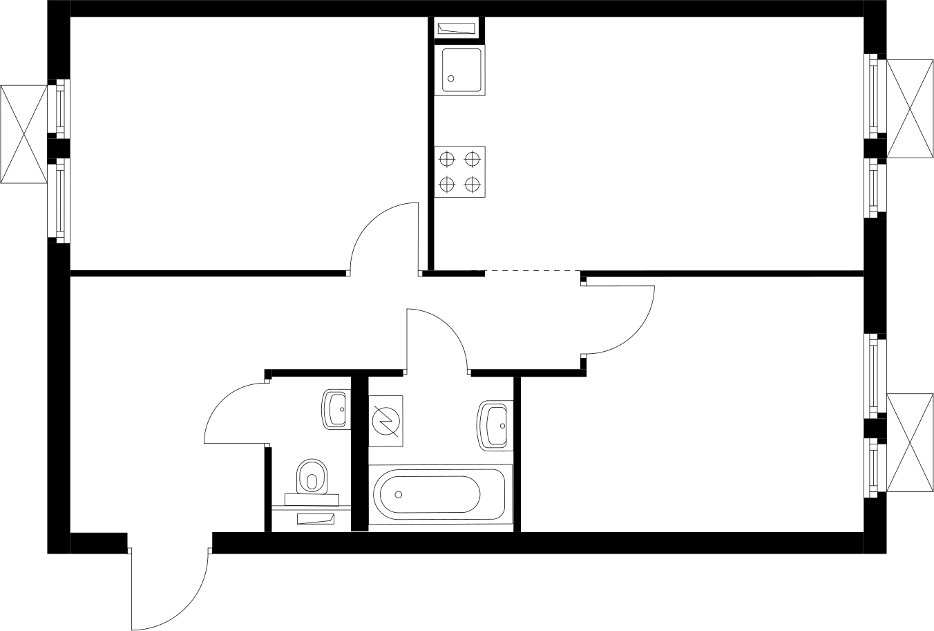 2-комнатная квартира в ЖК Датский квартал на 5 этаже в 7 секции. Сдача в 4 кв. 2023 г.