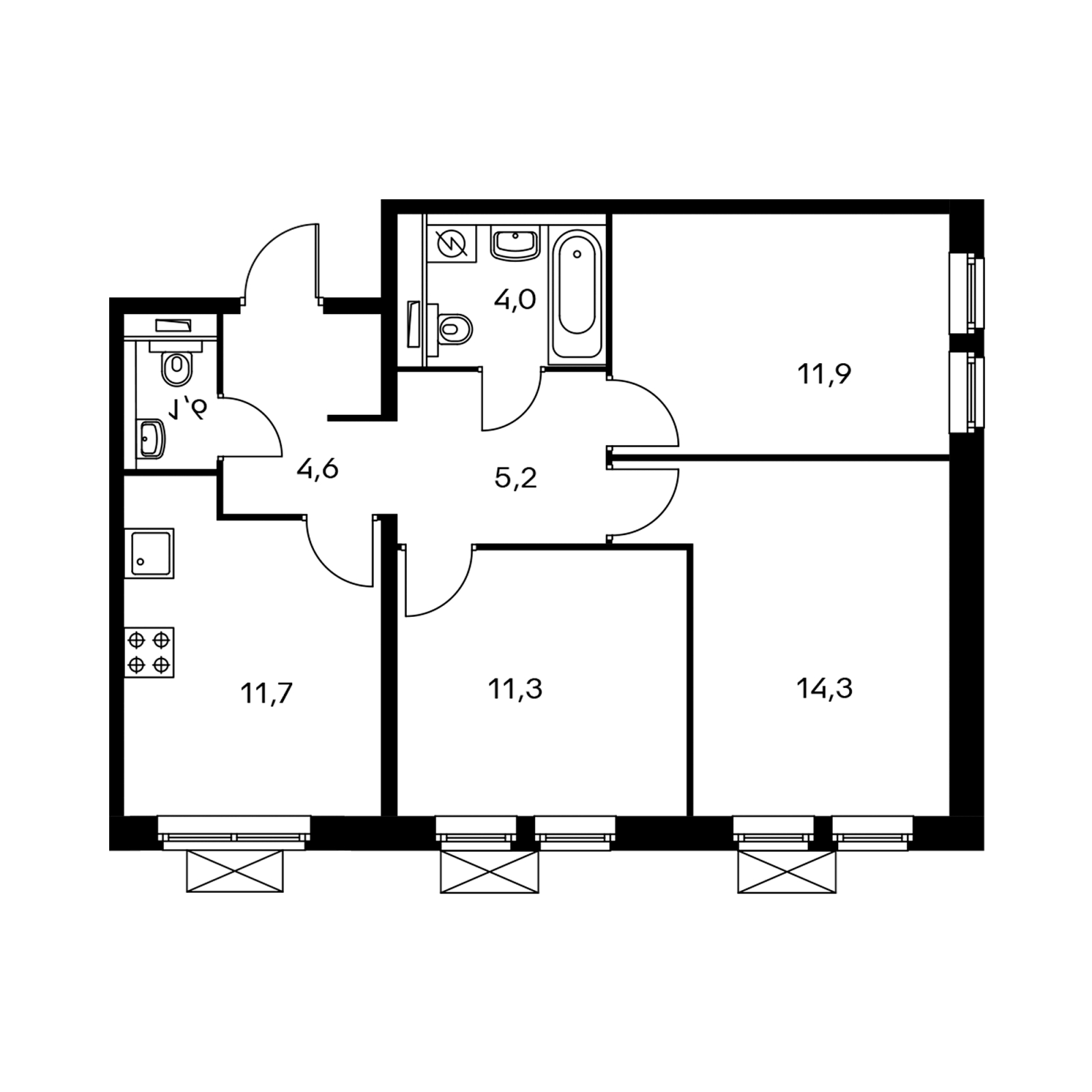 1-комнатная квартира в ЖК Датский квартал на 14 этаже в 20 секции. Сдача в 4 кв. 2023 г.
