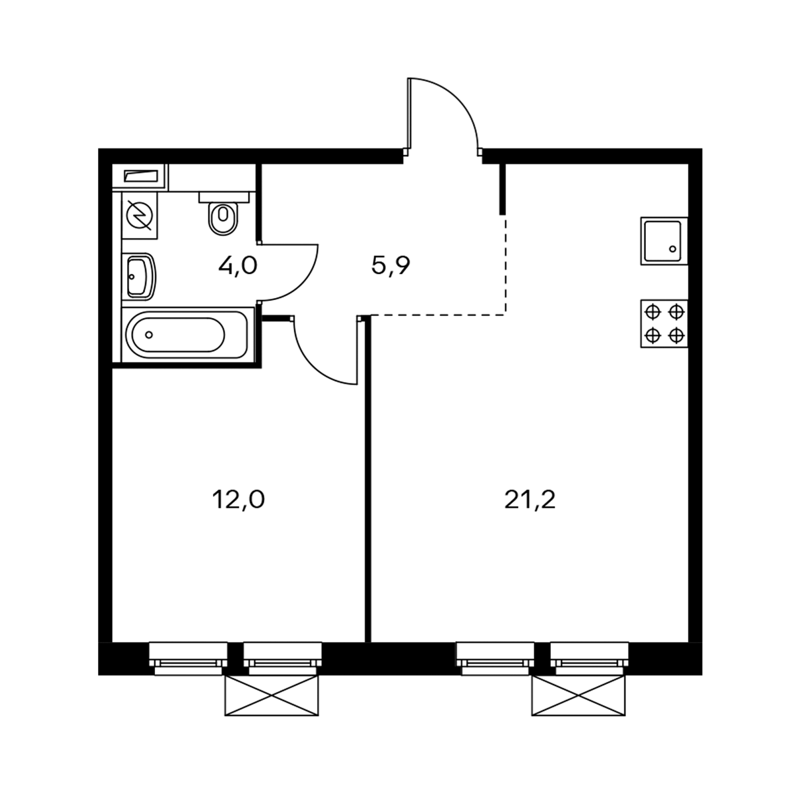 1-комнатная квартира в ЖК Датский квартал на 7 этаже в 10 секции. Сдача в 2 кв. 2022 г.