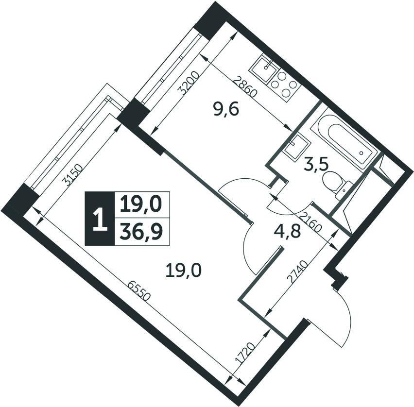 2-комнатная квартира с отделкой в ЖК Карамельный на 25 этаже в 2 секции. Сдача в 4 кв. 2020 г.