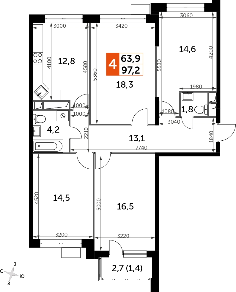 1-комнатная квартира с отделкой в ЖК Люберцы на 17 этаже в 5 секции. Сдача в 3 кв. 2021 г.