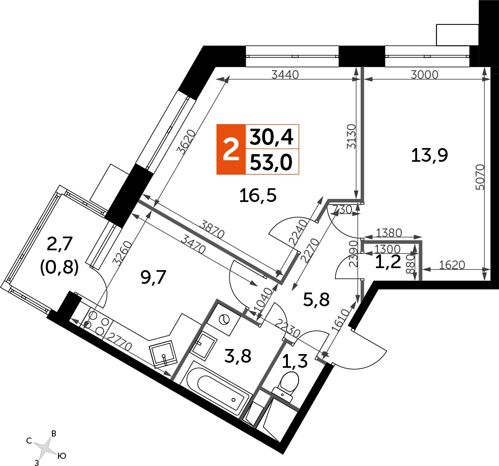 2-комнатная квартира с отделкой в ЖК Люберцы на 15 этаже в 13 секции. Сдача в 3 кв. 2021 г.