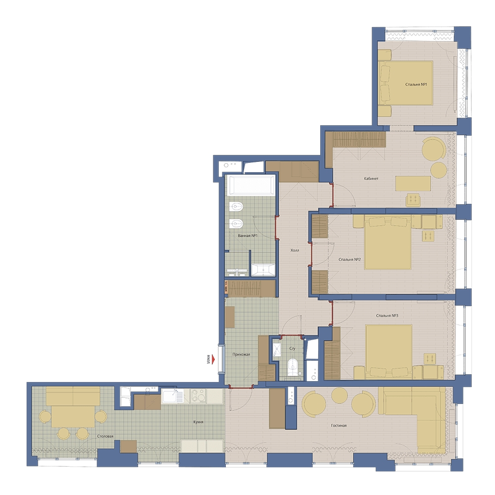 1-комнатная квартира (Студия) в ЖК Жилой микрорайон Одинбург на 2 этаже в 2 секции. Сдача в 2 кв. 2025 г.