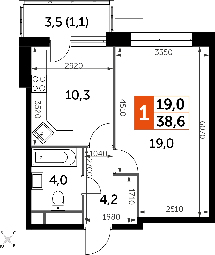 4-комнатная квартира с отделкой в ЖК Лефорт на 13 этаже в 2 секции. Сдача в 4 кв. 2020 г.