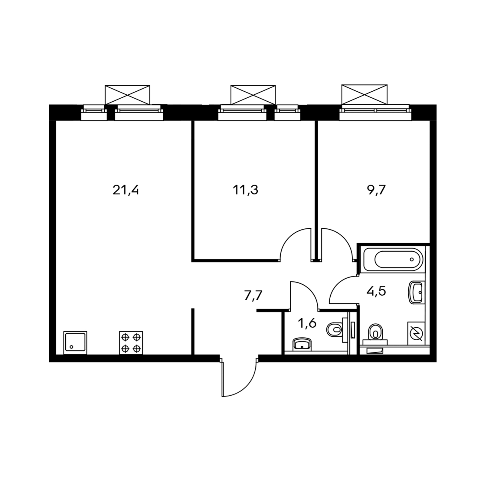 2-комнатная квартира в ЖК Датский квартал на 7 этаже в 12 секции. Сдача в 4 кв. 2023 г.