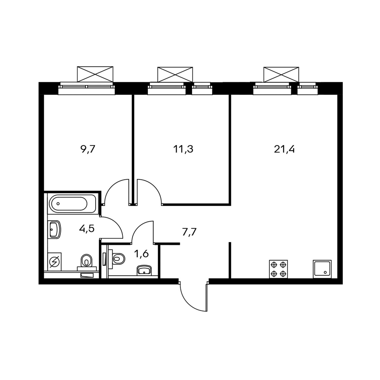 2-комнатная квартира в ЖК Датский квартал на 19 этаже в 15 секции. Сдача в 4 кв. 2023 г.