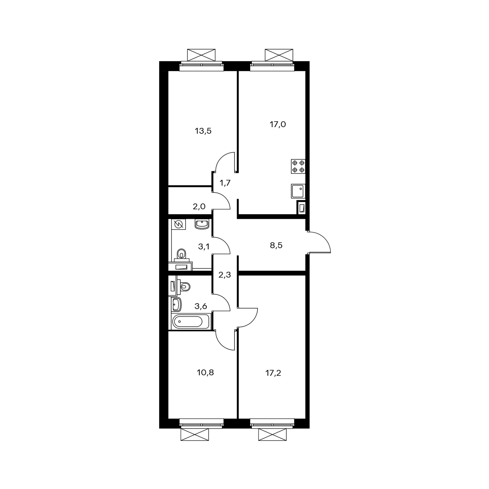 2-комнатная квартира с отделкой в ЖК Карамельный на 10 этаже в 2 секции. Сдача в 4 кв. 2020 г.