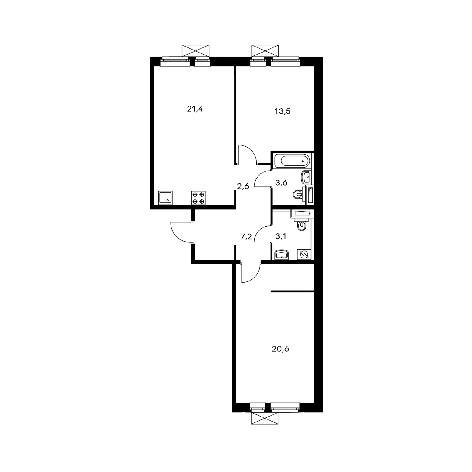 1-комнатная квартира в ЖК Датский квартал на 5 этаже в 17 секции. Сдача в 4 кв. 2023 г.