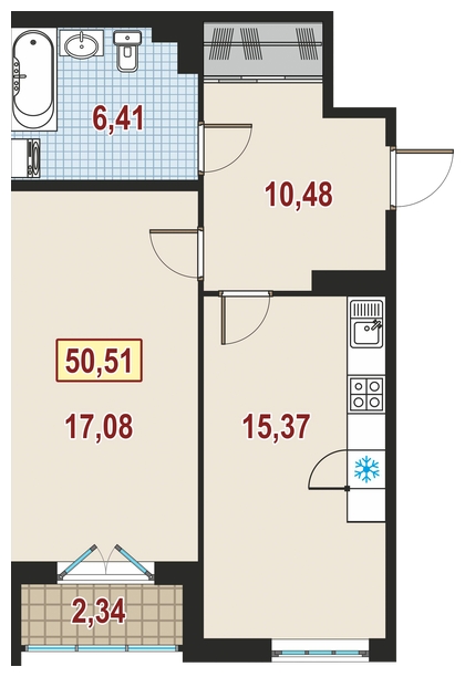 2-комнатная квартира в ЖК Датский квартал на 8 этаже в 18 секции. Сдача в 4 кв. 2023 г.