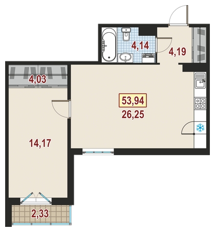 3-комнатная квартира в ЖК Большое Путилково на 17 этаже в 2 секции. Сдача в 4 кв. 2023 г.