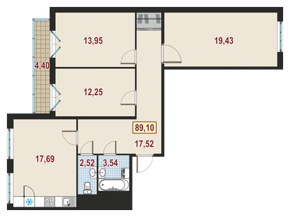 2-комнатная квартира с отделкой в ЖК Датский квартал на 2 этаже в 11 секции. Сдача в 4 кв. 2023 г.
