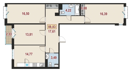 2-комнатная квартира в ЖК Датский квартал на 21 этаже в 17 секции. Сдача в 4 кв. 2023 г.