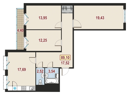 2-комнатная квартира с отделкой в ЖК Мякинино парк на 13 этаже в 2 секции. Сдача в 4 кв. 2021 г.