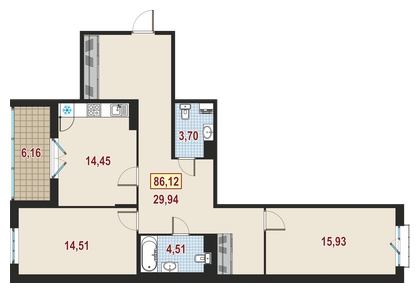 1-комнатная квартира с отделкой в ЖК Большое Путилково на 13 этаже в 5 секции. Сдача в 3 кв. 2026 г.