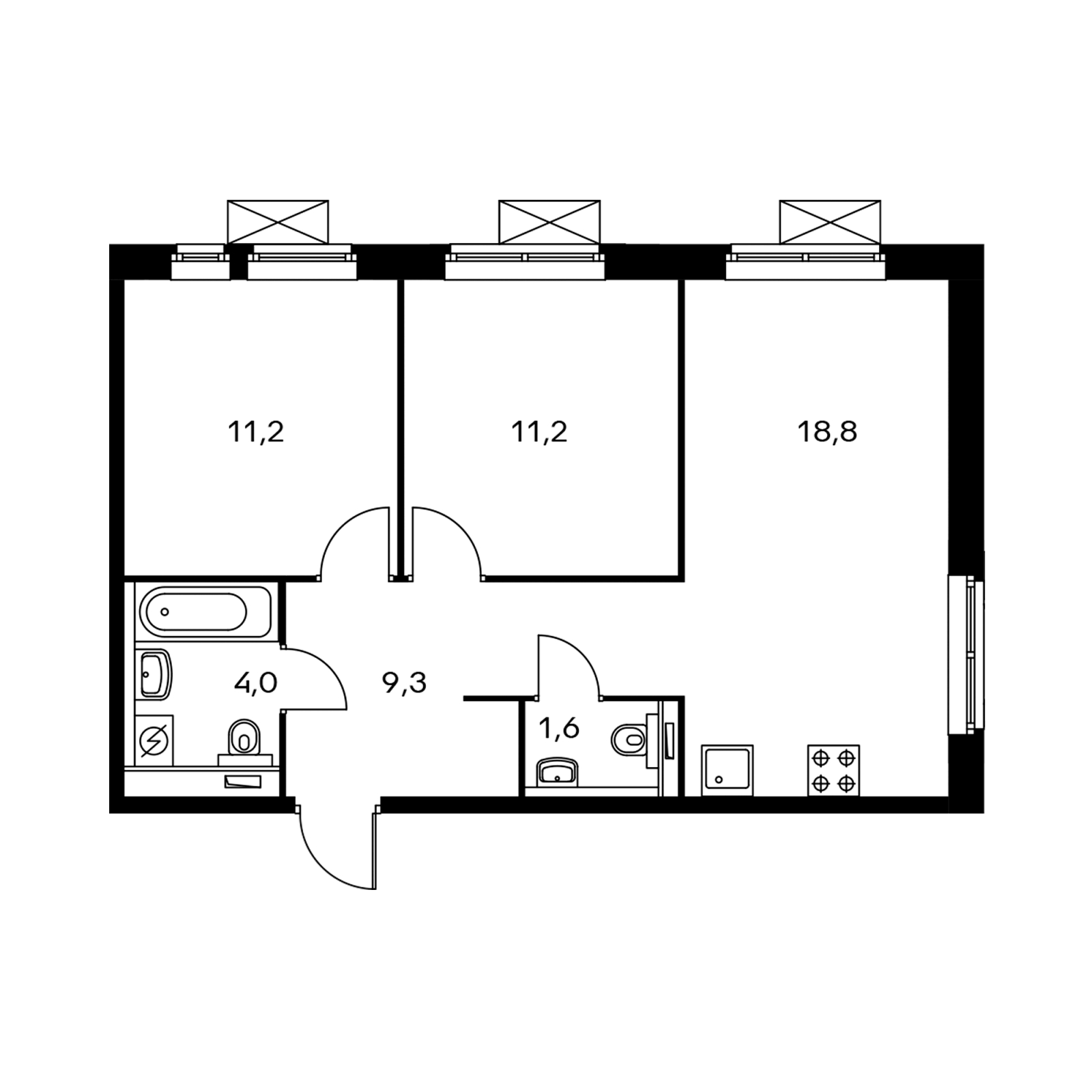 2-комнатная квартира в ЖК Датский квартал на 2 этаже в 18 секции. Сдача в 4 кв. 2023 г.