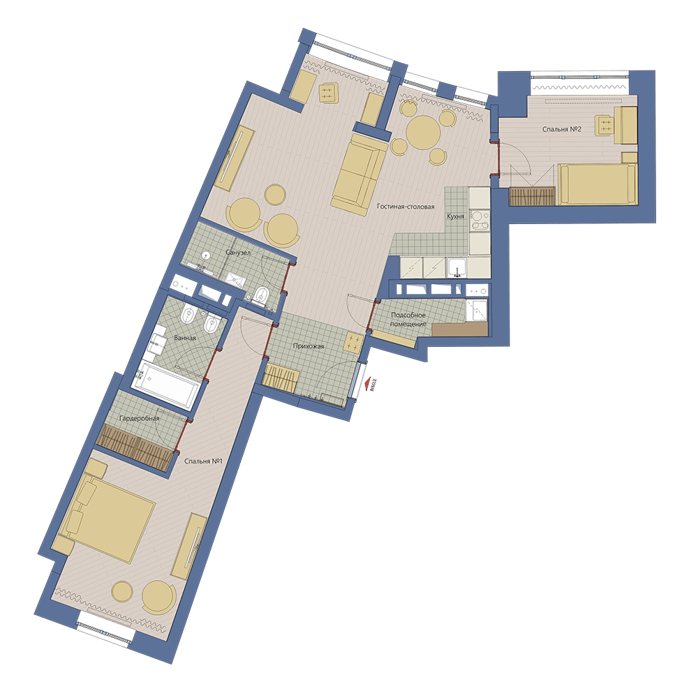 2-комнатная квартира в ЖК Жилой микрорайон Одинбург на 22 этаже в 2 секции. Сдача в 4 кв. 2021 г.