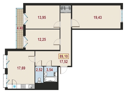 3-комнатная квартира с отделкой в ЖК Карамельный на 24 этаже в 1 секции. Сдача в 4 кв. 2020 г.