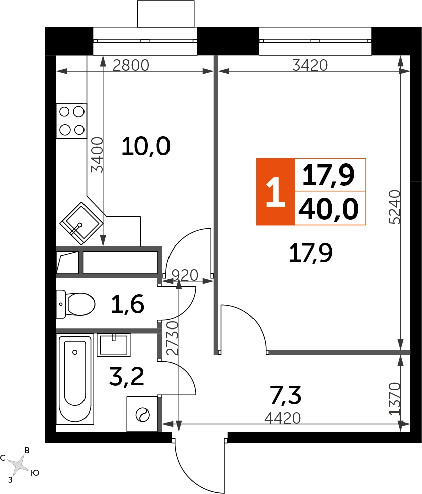1-комнатная квартира (Студия) с отделкой в ЖК Квартал Новые Котельники на 2 этаже в 2 секции. Сдача в 2 кв. 2022 г.