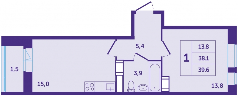 1-комнатная квартира с отделкой в ЖК Мякинино парк на 13 этаже в 1 секции. Сдача в 4 кв. 2021 г.