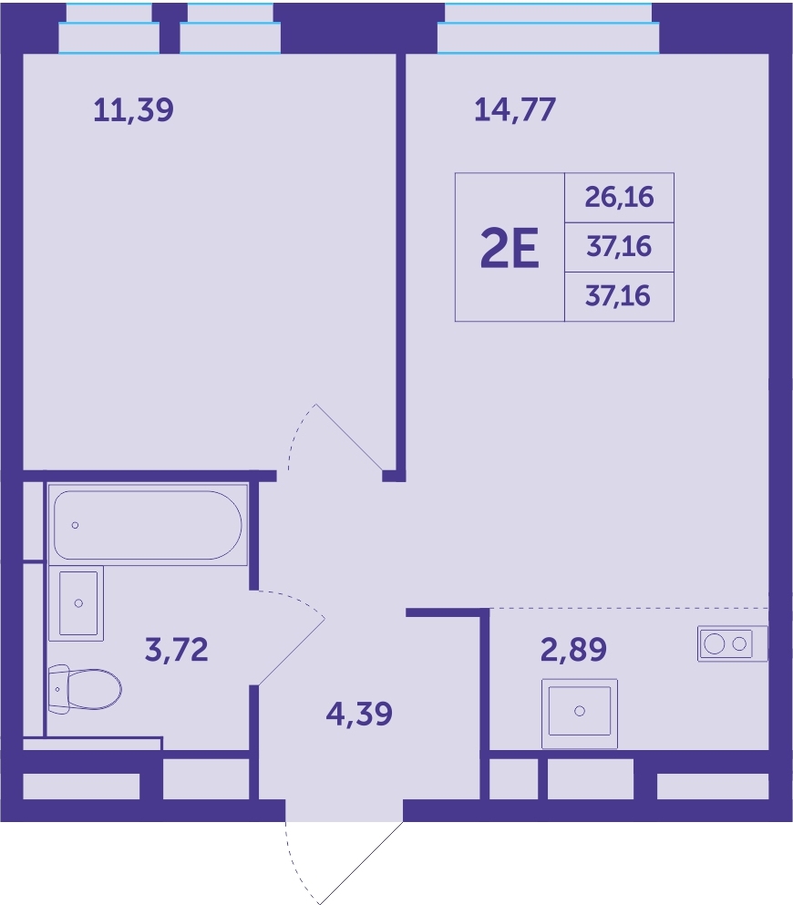 2-комнатная квартира в ЖК Датский квартал на 5 этаже в 13 секции. Сдача в 4 кв. 2023 г.