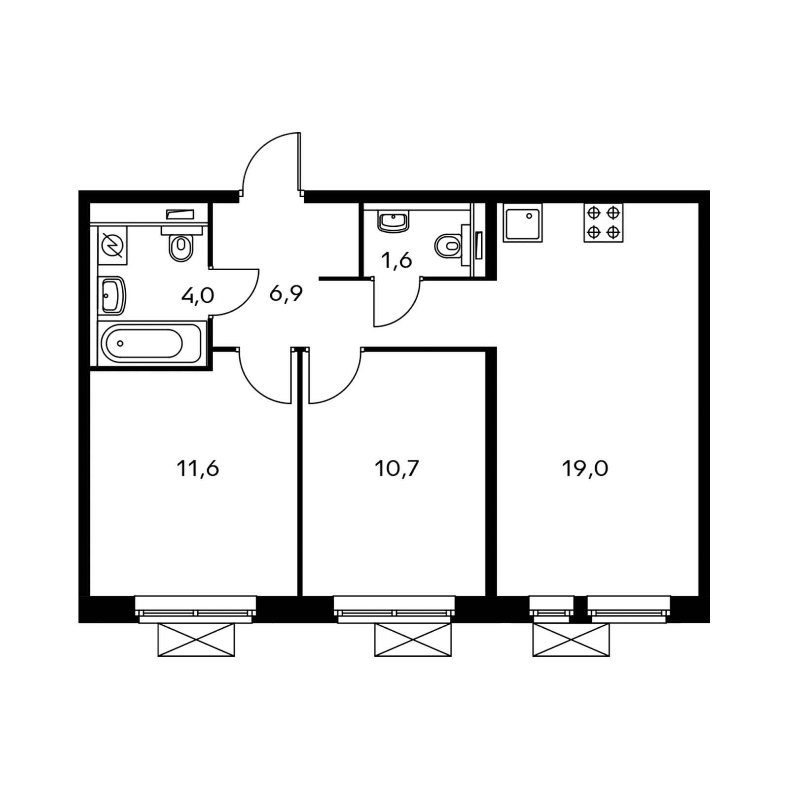 2-комнатная квартира в ЖК Датский квартал на 5 этаже в 7 секции. Сдача в 4 кв. 2023 г.