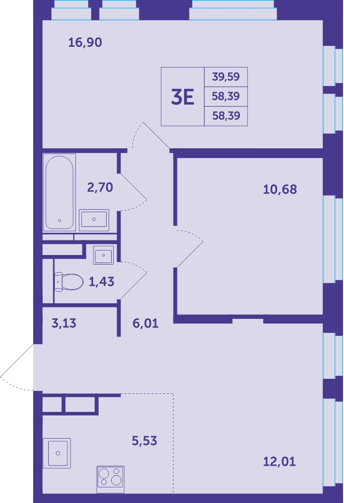 1-комнатная квартира в ЖК Большое Путилково на 11 этаже в 1 секции. Сдача в 4 кв. 2023 г.