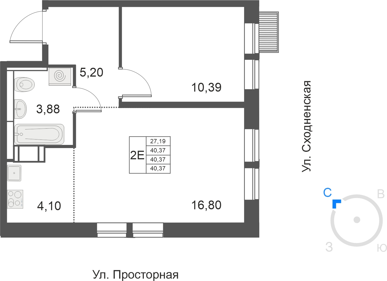 3-комнатная квартира в ЖК Большое Путилково на 10 этаже в 3 секции. Сдача в 4 кв. 2023 г.