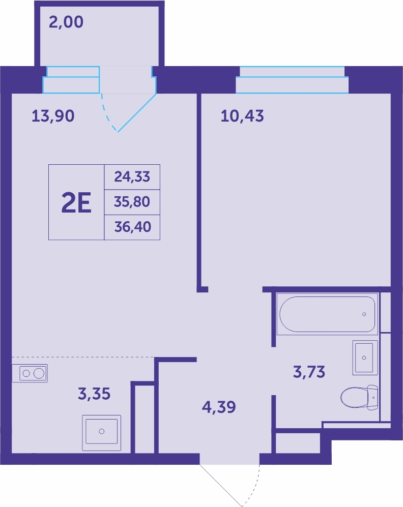 2-комнатная квартира с отделкой в ЖК Датский квартал на 4 этаже в 8 секции. Сдача в 1 кв. 2022 г.