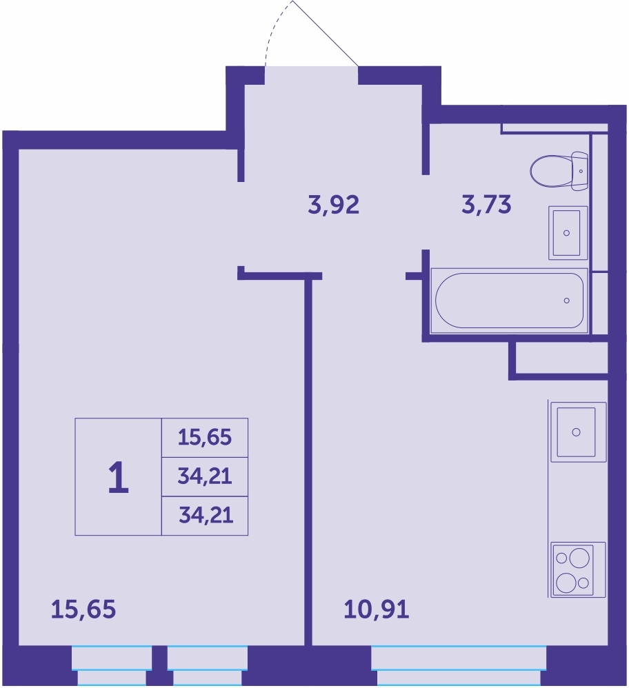 1-комнатная квартира (Студия) с отделкой в ЖК Датский квартал на 13 этаже в 9 секции. Сдача в 1 кв. 2022 г.