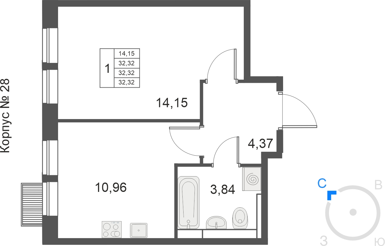 3-комнатная квартира с отделкой в ЖК Датский квартал на 20 этаже в 3 секции. Сдача в 4 кв. 2023 г.