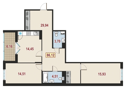 1-комнатная квартира с отделкой в ЖК Датский квартал на 14 этаже в 3 секции. Сдача в 4 кв. 2023 г.