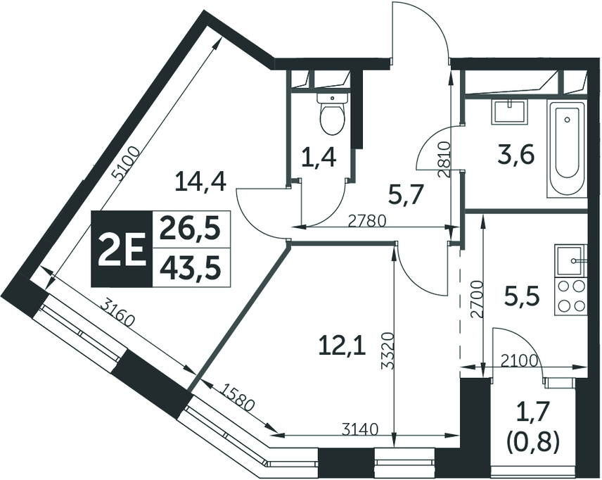 2-комнатная квартира в ЖК Резиденции Замоскворечье на 8 этаже в 1 секции. Дом сдан.