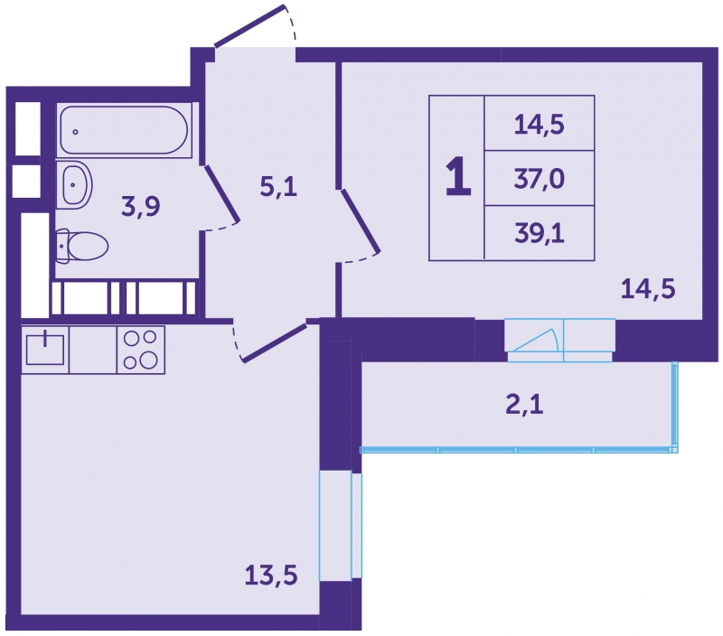 1-комнатная квартира в ЖК Большое Путилково на 24 этаже в 2 секции. Сдача в 4 кв. 2021 г.