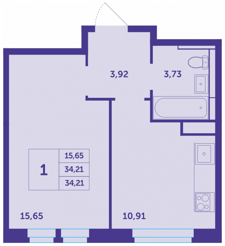 2-комнатная квартира в ЖК Датский квартал на 5 этаже в 2 секции. Сдача в 4 кв. 2023 г.