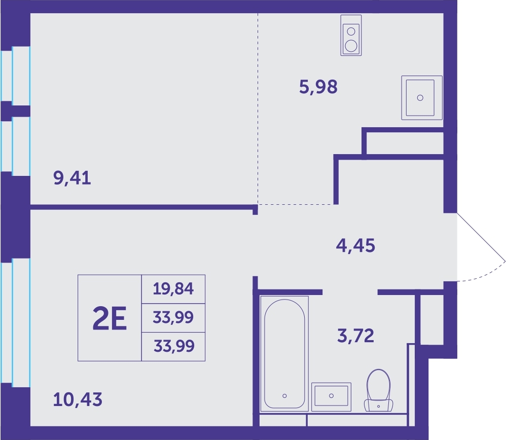 2-комнатная квартира в ЖК Датский квартал на 19 этаже в 15 секции. Сдача в 4 кв. 2023 г.