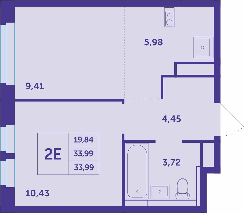 2-комнатная квартира в ЖК Датский квартал на 20 этаже в 17 секции. Сдача в 4 кв. 2023 г.