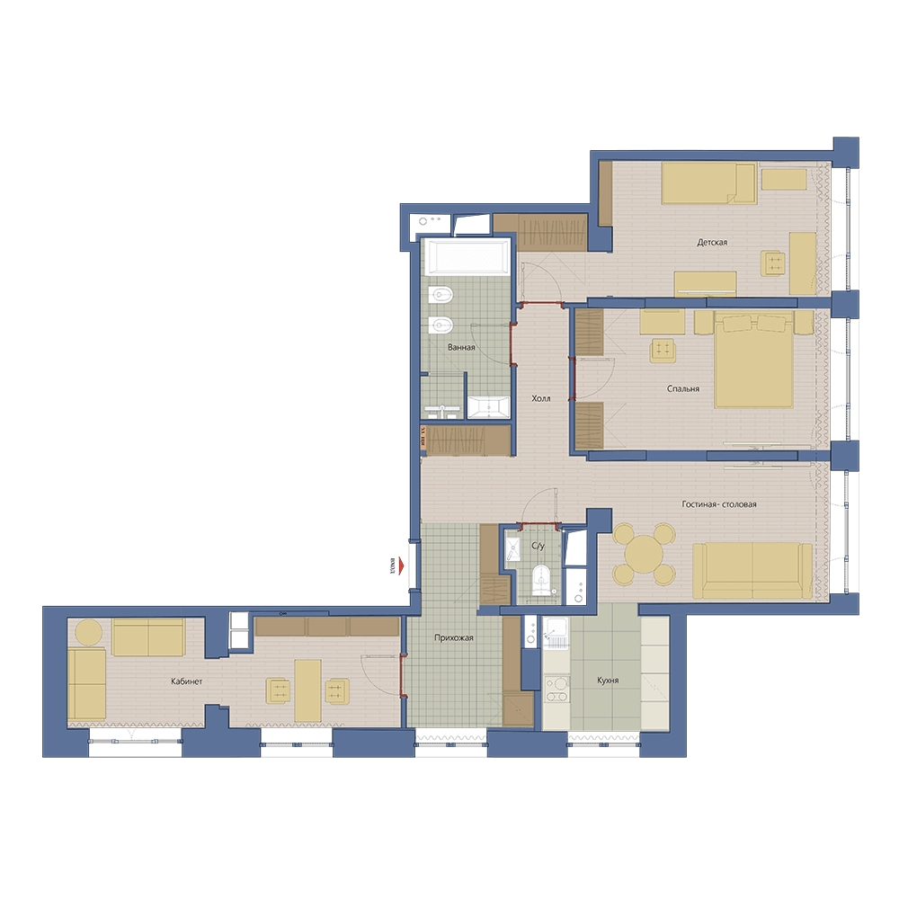 3-комнатная квартира в ЖК Жилой микрорайон Одинбург на 24 этаже в 3 секции. Сдача в 4 кв. 2021 г.