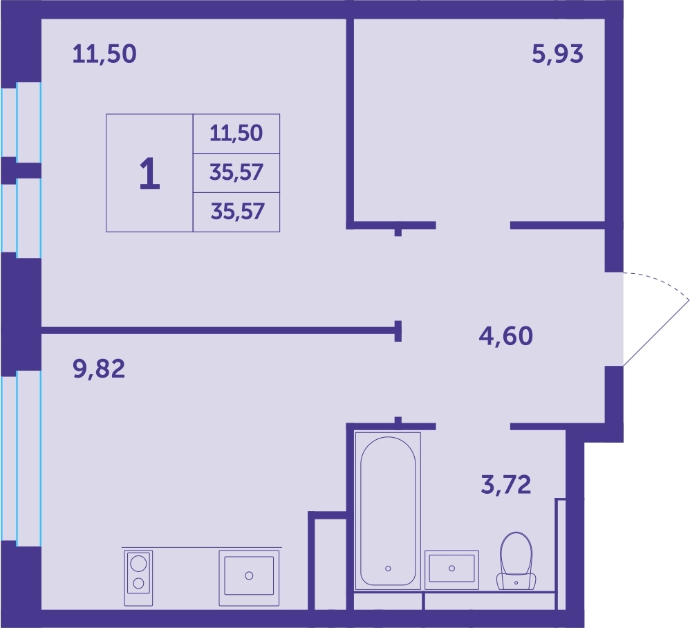 2-комнатная квартира в ЖК Датский квартал на 4 этаже в 4 секции. Сдача в 4 кв. 2023 г.
