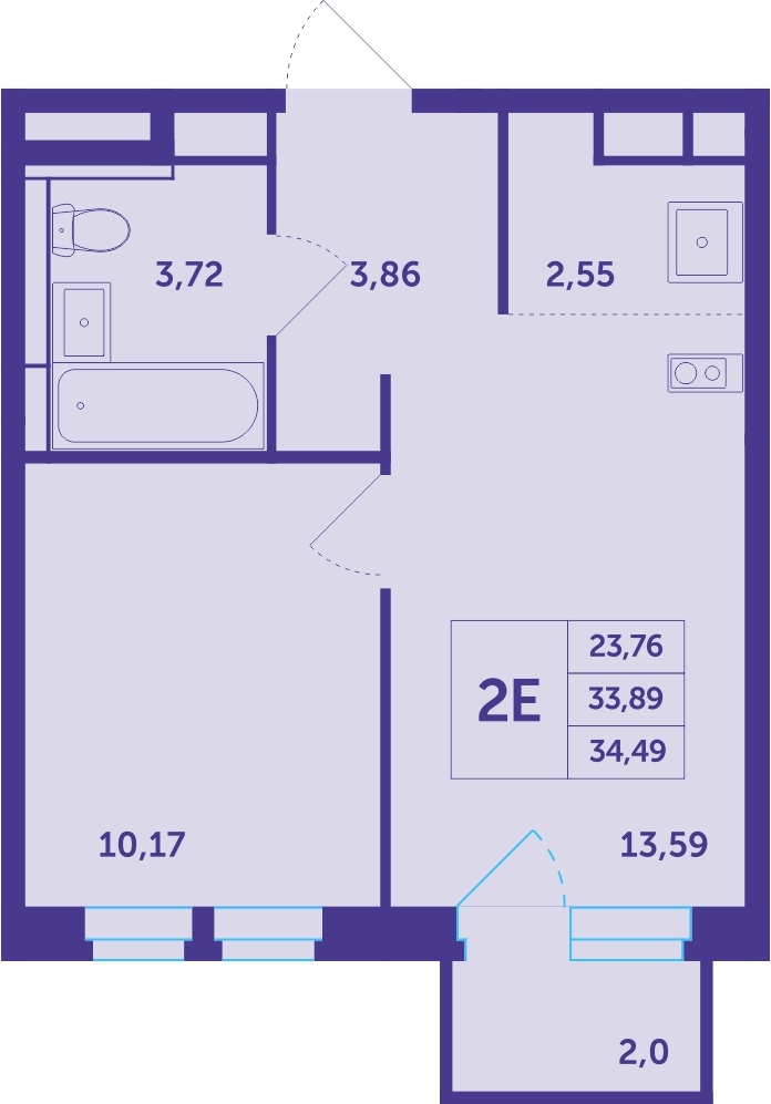 1-комнатная квартира в ЖК Датский квартал на 4 этаже в 9 секции. Сдача в 4 кв. 2023 г.