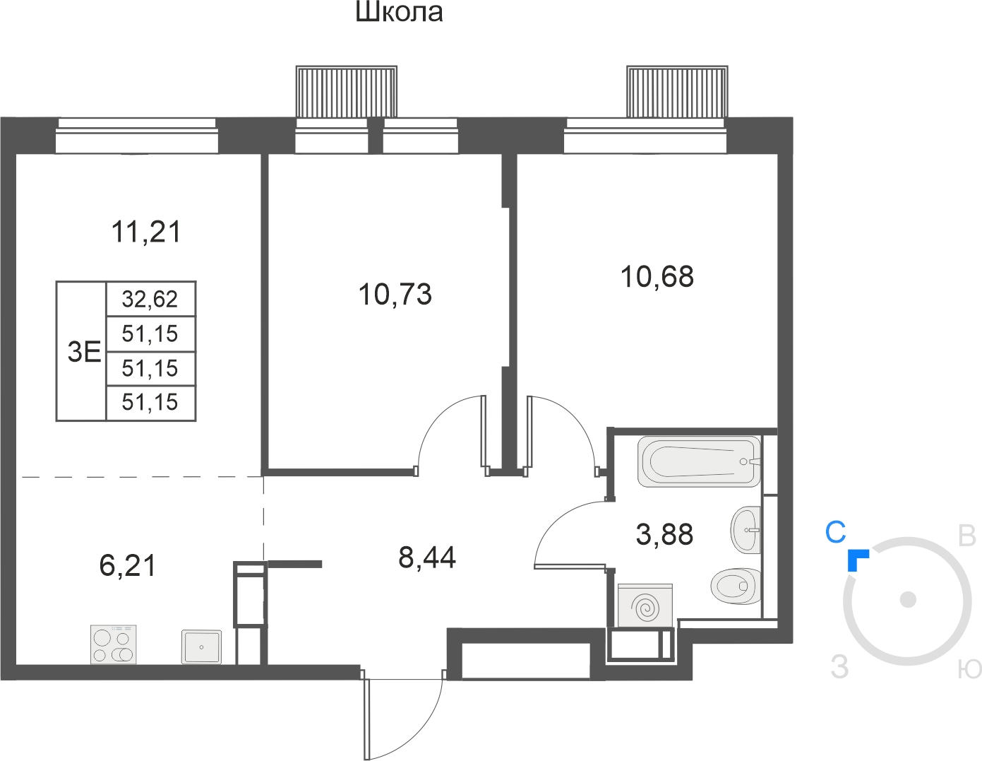 2-комнатная квартира с отделкой в ЖК Большое Путилково на 12 этаже в 1 секции. Сдача в 1 кв. 2024 г.