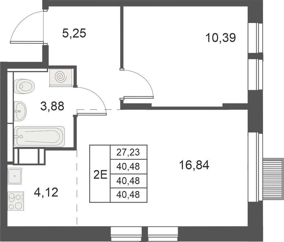 1-комнатная квартира в ЖК Датский квартал на 2 этаже в 16 секции. Сдача в 4 кв. 2023 г.