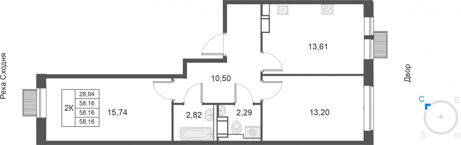 2-комнатная квартира с отделкой в ЖК Большое Путилково на 18 этаже в 2 секции. Сдача в 3 кв. 2026 г.