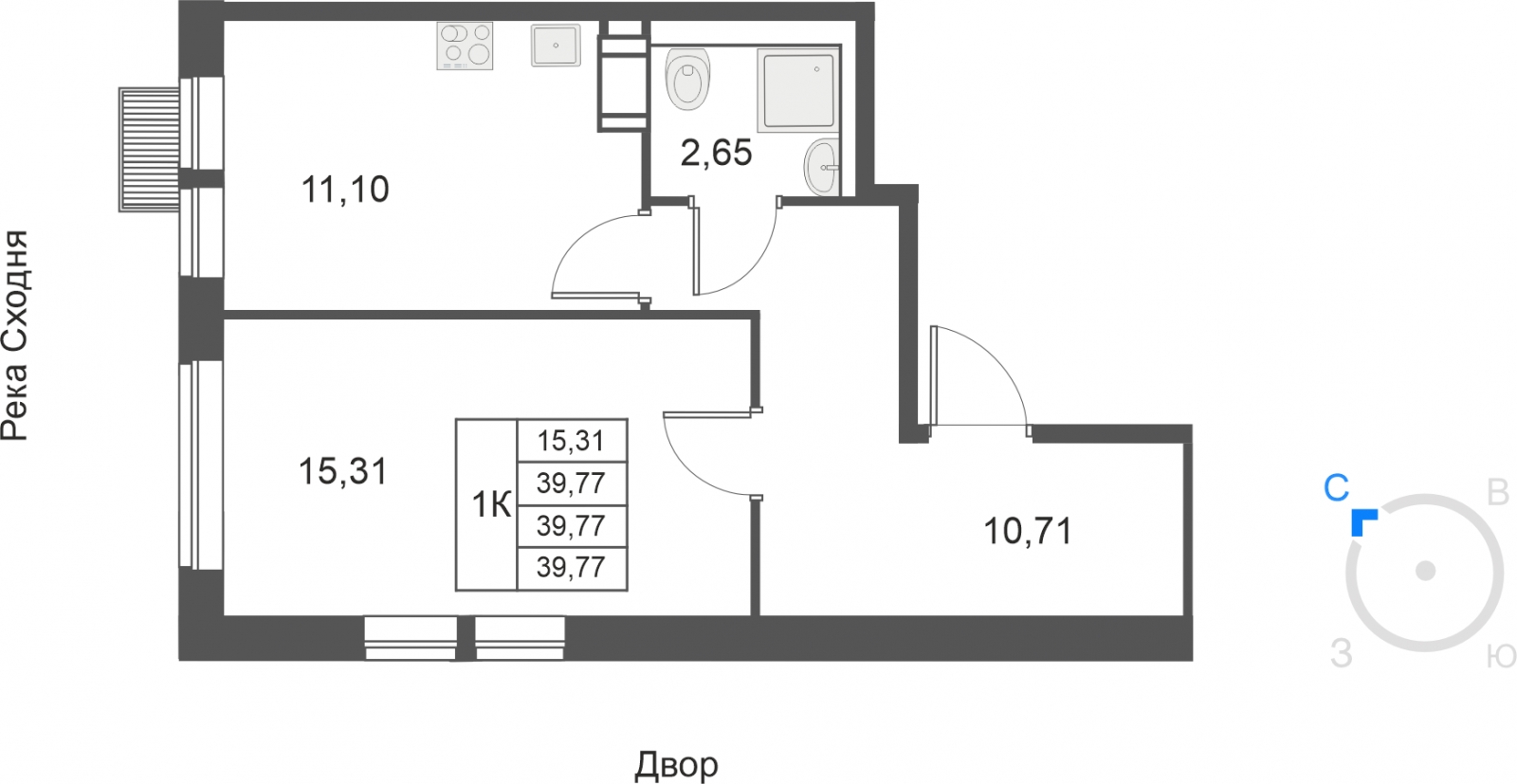 1-комнатная квартира с отделкой в ЖК Мякинино парк на 3 этаже в 2 секции. Сдача в 4 кв. 2021 г.
