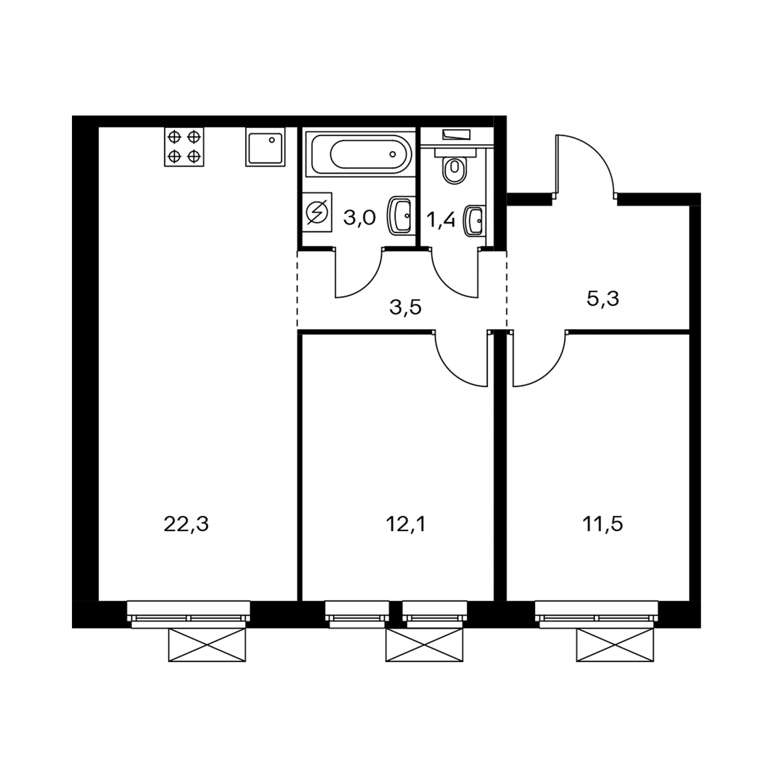 2-комнатная квартира с отделкой в ЖК Белая Дача парк на 9 этаже в 3 секции. Сдача в 1 кв. 2023 г.