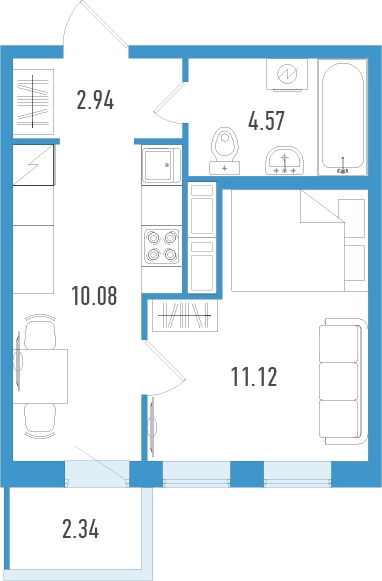 2-комнатная квартира в ЖК Дом у Каретного на 7 этаже в 4 секции. Сдача в 2 кв. 2020 г.