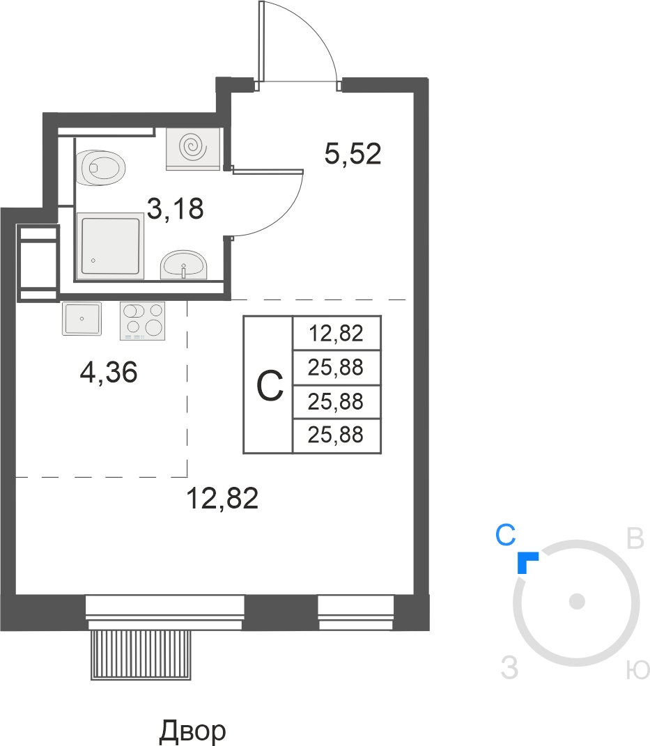 1-комнатная квартира (Студия) с отделкой в ЖК AEROCITY CLUB на 11 этаже в з секции. Сдача в 4 кв. 2021 г.