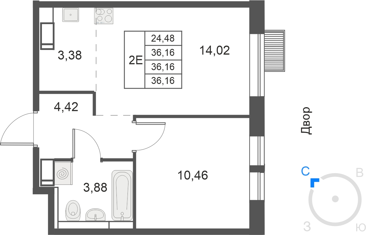 1-комнатная квартира (Студия) с отделкой в ЖК Михайловский парк на 24 этаже в 2 секции. Сдача в 2 кв. 2024 г.