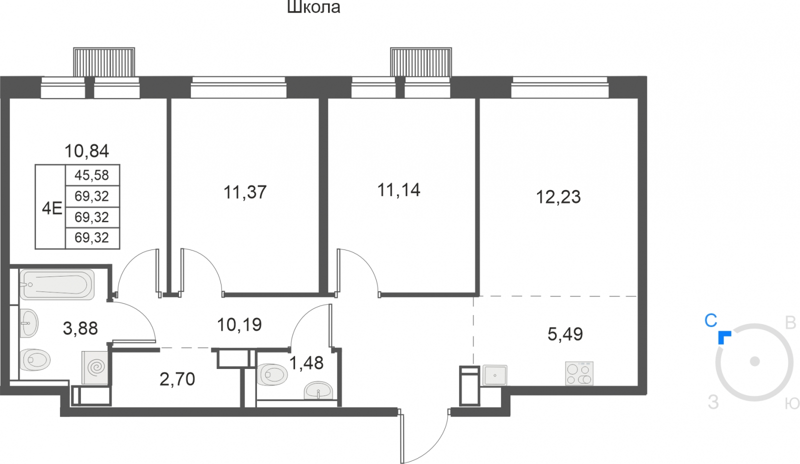 1-комнатная квартира с отделкой в ЖК Михайловский парк на 32 этаже в 1 секции. Сдача в 2 кв. 2024 г.